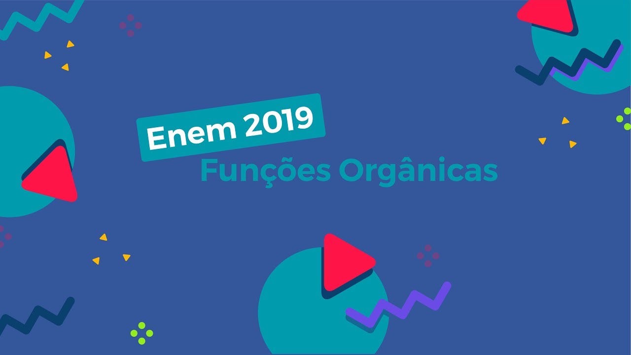 "Funções Orgânicas" escrito sobre fundo azul e verde